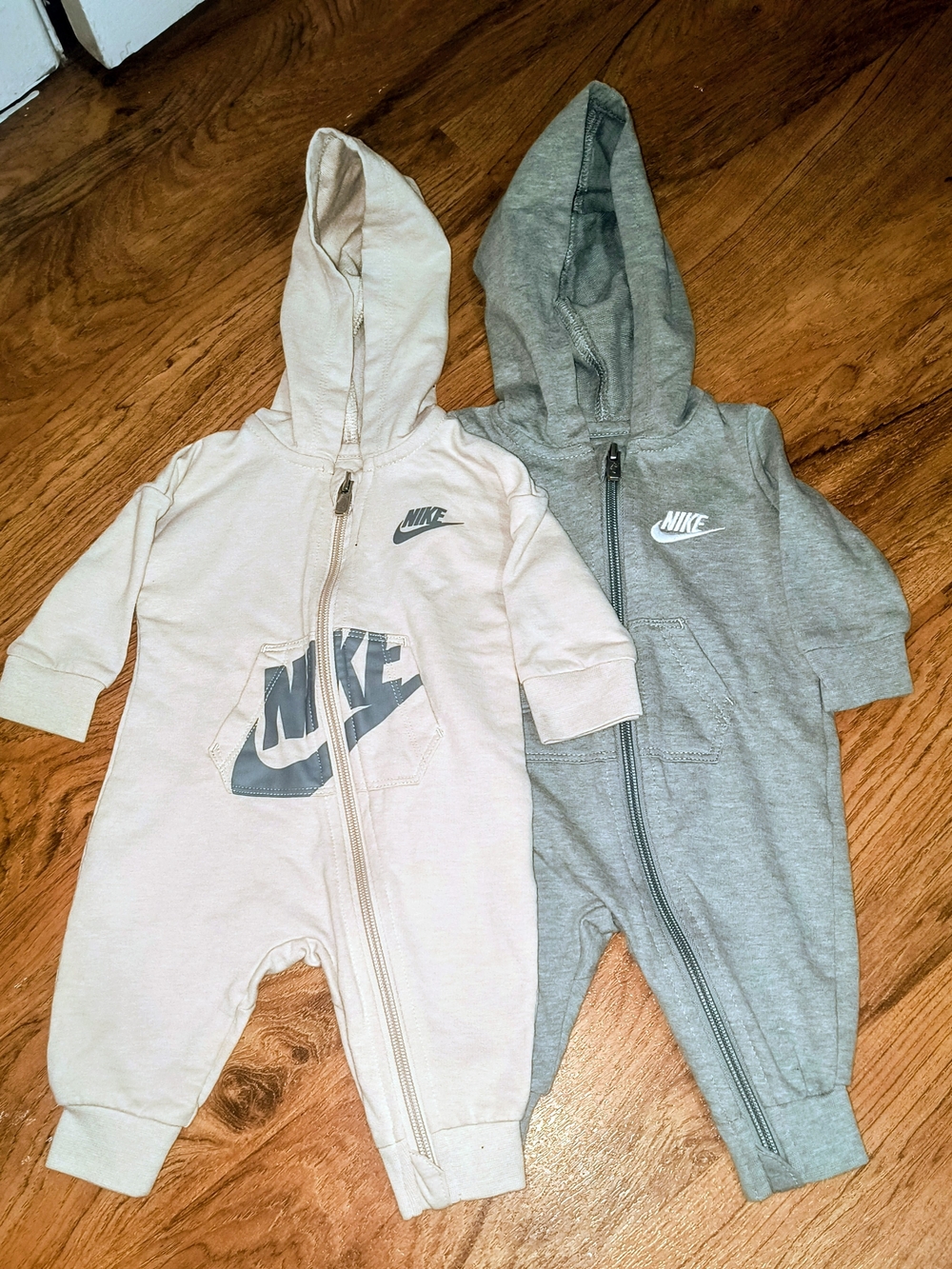 Nike Baby Essentials Hooded Coverall Set Gray & Beige